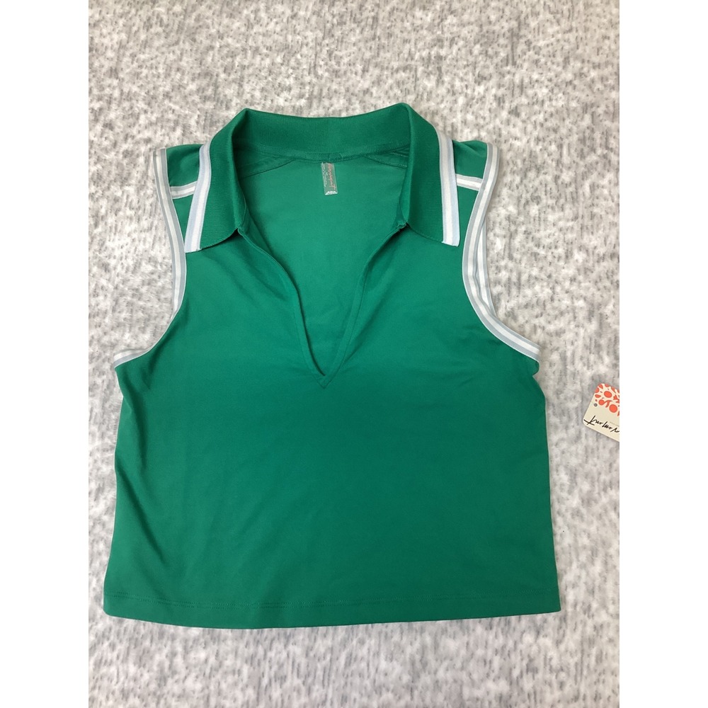 FP Movement Free People Green Glow Sleeveless Polo Crop Top OB2359863 Small